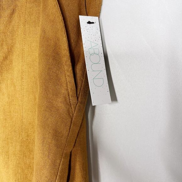 New Abound 1X Linen Blend Button Front Shorts in Tan Dale Summer Casual - Picture 6 of 10